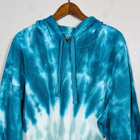 NEW! Lane Bryant Livi Activewear Hooded Sweatshirt Oversize Tie Dye Teal - 22/24 - Picture 2 of 4